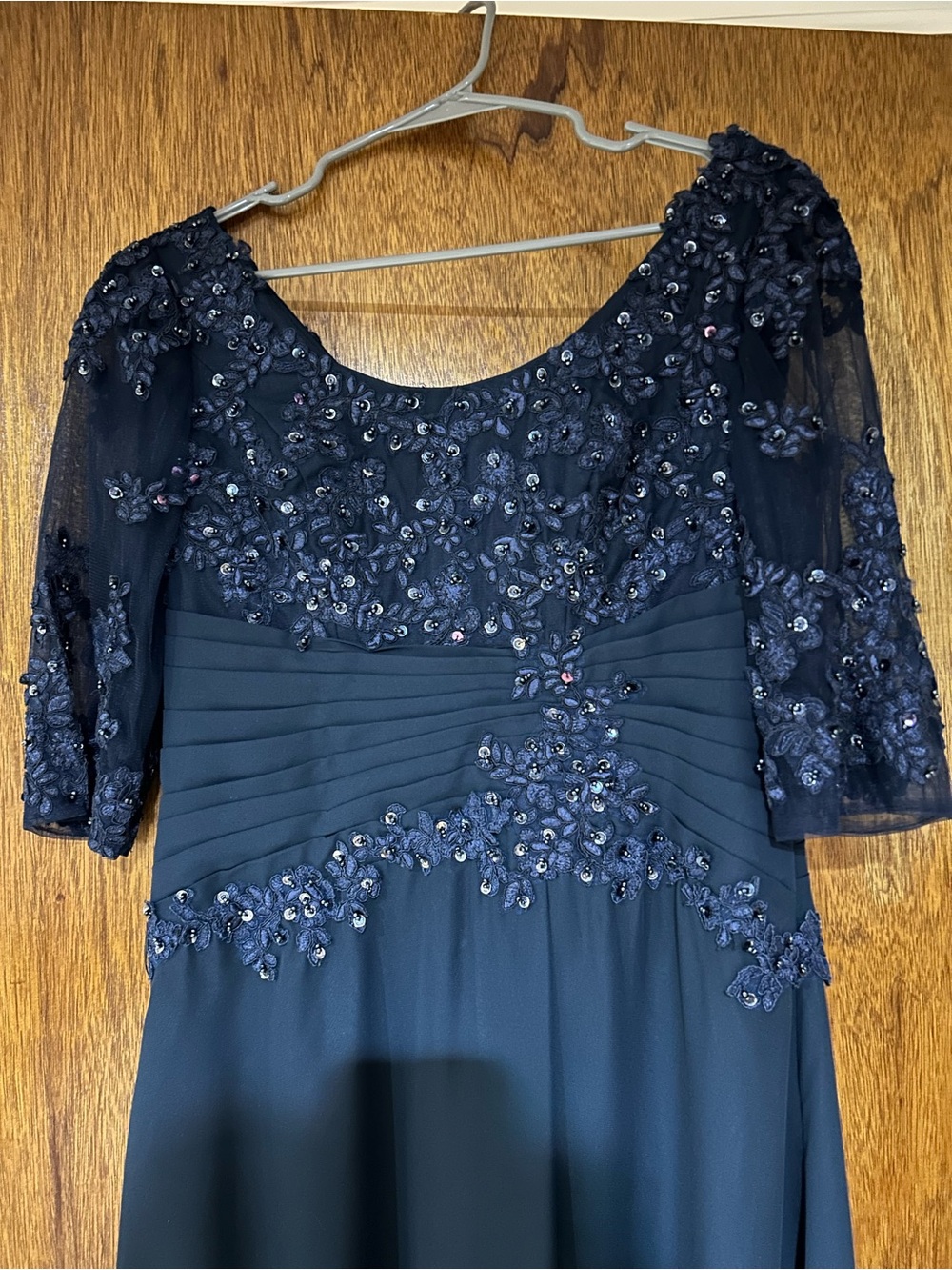 Navy Blue Beaded Maxi Dress